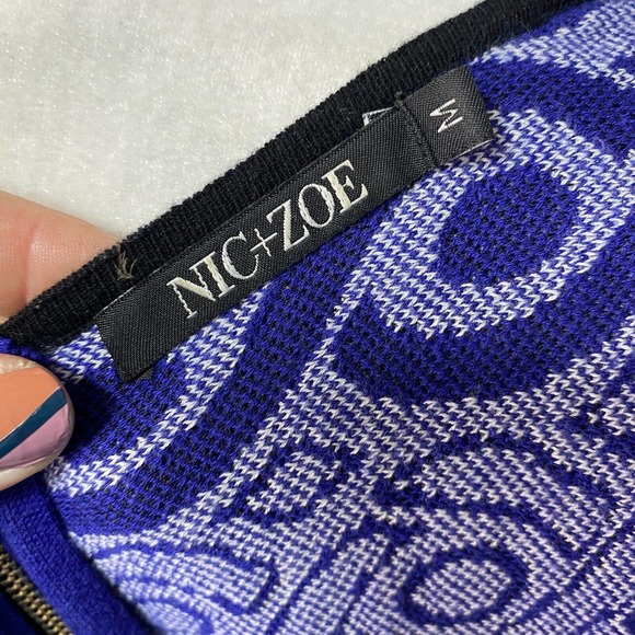 NIC + ZOE | sz M Women's Blue/White/Black Knit Print Sleeveless Sweater Dress - Picture 8 of 8